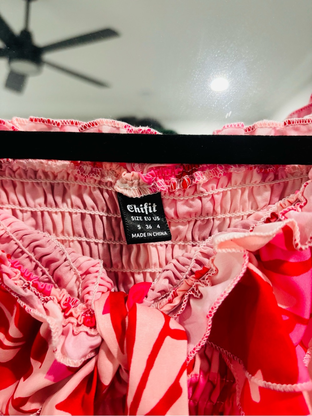 Pink & Red Floral Ruffle Mini Dress - Picture 2 of 3